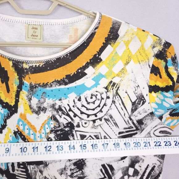 Jess & Jane Top Shirt Womens Size 1X Pullover Geometric Abstract 3/4 Sleeves - Picture 4 of 12